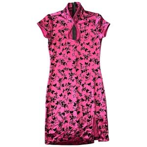 Motel Rocks Pink and Black Butterfly Mini Dress